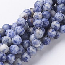 Honeyhandy Gemstone Beads, Natural Blue Spot Jasper, Round, Cornflower Blue, 8mm, Hole: 1mm, about 46~48pcs/strand, 16 inch