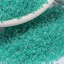 MIYUKI Round Rocailles Beads, Japanese Seed Beads, (RR536) Aqua Green Ceylon, 15/0, 1.5mm, Hole: 0.7mm, about 5555pcs/10g