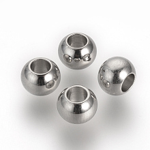 Honeyhandy 201 Stainless Steel Spacer Beads, Rondelle, Stainless Steel Color, 6x4.5mm, Hole: 3mm