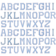 Gorgecraft Computerized Embroidery Cloth Iron On Patches, Costume Accessories, Appliques, Alphabet, Letter A~Z, Light Sky Blue, 47.5~51x15~39.5x1.5mm, 26pcs/set, 2sets/bag