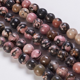 ARRICRAFT Natural Rhodonite Beads Strands, Round, 8mm, Hole: 1mm, about 49pcs/strand, 15.3 inches