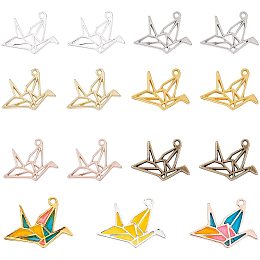 Olycraft 6 Colors Alloy Open Back Bezel Pendants, For DIY UV Resin, Epoxy Resin, Pressed Flower Jewelry, Paper Crane, Mixed Color, 31x24mm; 6 colors, 4pcs/color, 24pcs/box