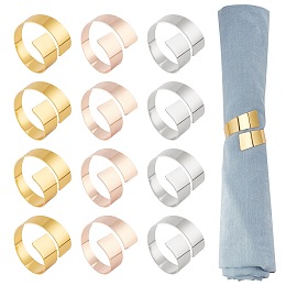 Arricraft 12 Pcs 3 Colors Metal Napkin Buckles, 1.7" Napkin Ring Holders Iron Napkin Circle Buckle for Wedding Dinner Party Banquet Festival Table Decor