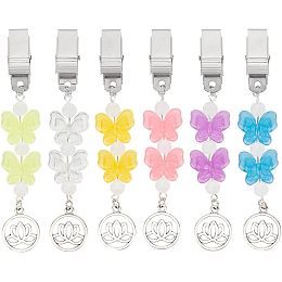 OLYCRAFT 6 Colors Credit Card Puller Acrylic Butterfly Beaded Credit Card Clips Butterfly Debit Bank Card Grabber with Butterfly Pendants Keychain Card Grabber for Long Nails for Women