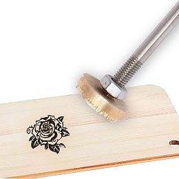 OLYCRAFT Wood Leather Cake Branding Iron 1.2" Branding Iron Stamp Custom Logo BBQ Heat Stamp with Brass Head and Wood Handle for Woodworking, Baking and Handcrafted Design - Rose