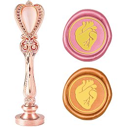 CRASPIRE Wax Seal Stamp Sealing Wax Stamps Heart Pattern Retro Alloy Stamp Wax Seal 25mm Removable Brass Seal Rose Alloy Handle for Envelopes Invitations Wedding Embellishment Decoration Gift Packing