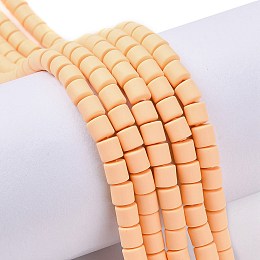 Honeyhandy Handmade Polymer Clay Bead Strands, Column, Champagne Yellow, 6.5x6mm, Hole: 1.2mm, about 61pcs/strand, 15.75 inch(40cm)