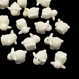 Honeyhandy Sheep Resin Cabochons, WhiteSmoke, 17~18x13~14x12~14mm, Bottom: 9mm