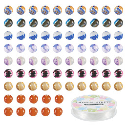 Fashewelry DIY Stretch Bracelet Making Kit, Including Dyed Natural Fire Crackle Agate Round Beads, Elastic Thread, Mixed Color, 80Pcs/box