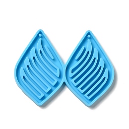 Honeyhandy DIY Teardrop with Stripe Pendant Silicone Molds, Resin Casting Molds, for UV Resin & Epoxy Resin Jewelry Making, Deep Sky Blue, 53x69x4mm, Hole: 2mm, Inner Diameter: 48.5x32mm