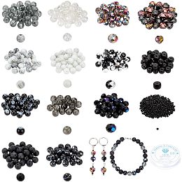 NBEADS Crystal Glass Bead Kit, Including Round/Heart/Faceted/K9 Glass Beads Glass Seed Beads with Elastic Thread for DIY Craft Bracelet Jewelry Making