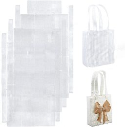 WADORN 3 Sets Clear Plastic Mesh Canvas Sheets for Embroidery, Mesh Canvas Sheets Needlepoint Craft Kit for Crochet 10.2×8.4 Inch DIY Purse Form Cross Stitch Kits for Acrylic Yarn Crafting Projects