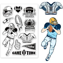 PandaHall Elite Football Silicone Stamps Sports Ball Clear Stamps Football Player Transparent Stamp Rubber Stamp for Card Making Player Party Journaling Photo Album Journal Scrapbooking