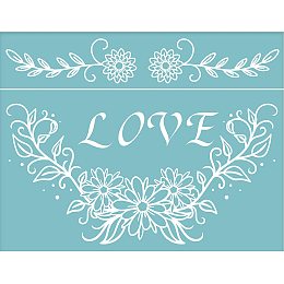 OLYCRAFT Self-Adhesive Silk Screen Printing Stencil Reusable Pattern Stencils Flower with Love for Painting on Wood Fabric T-Shirt Wall and Home Decorations-11x8 Inch