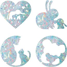 GORGECRAFT 16PCS Animal Window Decals Static Rainbow Glass Sliding Door Sticker Rabbit Elephant Cat Bear Clings Non Adhesive Prismatic Vinyl Film Stickers for Windows Prevent Stop Birds Strikes