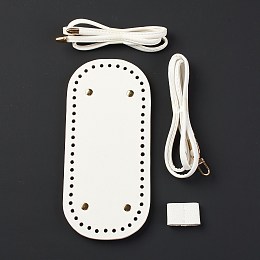 Honeyhandy (Defective Closeout Sale: Oxidated), DIY PU Leather Knitting Crochet Bags, with Bottom and Shoulder Strap, for DIY Craft Shoulder Bags Accessories, White, 121cm