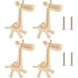 BENECREAT 4pcs Giraffe Shaped Cabinet Knobs, 1.6x1 Inch Zinc Alloy Cupboard Pull Handles with Screws for Kitchen Bathroom Living-Room Book-Room