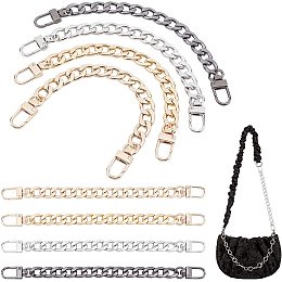 PandaHall Elite Purse Extender, 8pcs 4 Colors 7.8"(20cm) Short Purse Chain Aluminum Bag Flat Chain Strap with Buckles for DIY Handbag Shoulder Purse Replacement, Golden/Platinum/Gunmetal/Light Gold