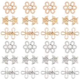 PandaHall Elite 24 Sets 6 Style Alloy Snap Lock Clasps, Closure Sewing Fasteners for Garment Accessories, Mixed Shapes, Mixed Color, 17~26x14.5~18.5x1.5~6mm, 4sets/style