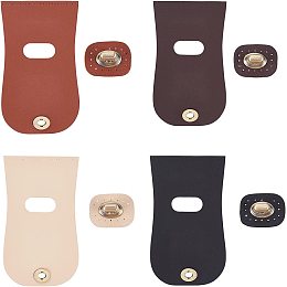 PandaHall Elite 4pcs Bag Flip Cover, 9 x 5.3 Inch PU Imitation Leather Bag Cover Sew on Faux Leather Tab Closure with Antique Bronze Alloy Buckle for DIY Handbag Purse Shoulder Bag Making, Earthtone