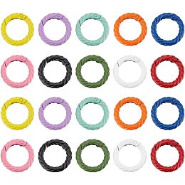 PandaHall Elite 20pcs Spring O Rings, 10 Colors 28.5mm Round Snap Buckle Spring Keyring Buckle Twisted Snap Clip Trigger Snap Hooks for DIY Keychain Handbag Bag Purse Making Accessory