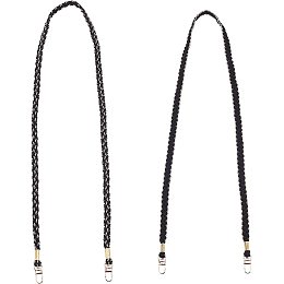 SUPERFINDINGS 2 Styles Woven Purse Replacement Strap Black 44.9-46.5Inch Purse Chain Strap Crossbody Bag Strap with Metal Buckle for DIY Purse Handbag Shoulder Phone Shell Strap