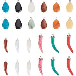 SUPERFINDINGS 24Pcs 12 Color Teardrop Gemstone Pendants Charms Natural Synthetic Healing Quartz Chakra Crystal Charm Teardrop Little Pepper Pendants for Jewelry Craft Making