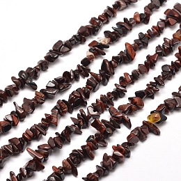 Honeyhandy Natural Tiger Eye Chip Bead Strands, Dyed & Heated, 5~8x5~8mm, Hole: 1mm, about 31.5 inch