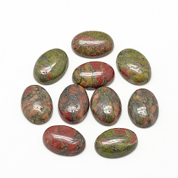 Honeyhandy Natural Unakite Cabochons, Oval, 18x13x5mm