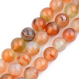 Honeyhandy Natural Red Agate Beads Strands, Dyed, Round, 8mm, Hole: 1mm, about 48pcs/strand, 15.16 inch(38.5cm)