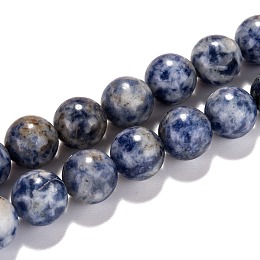 Honeyhandy Gemstone Beads, Natural Blue Spot Jasper, Round, Cornflower Blue, 10mm, Hole: 1mm, about 39pcs/strand, 16 inch