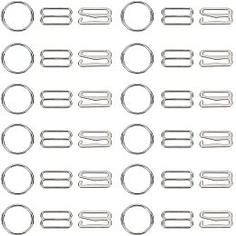 NBEADS 180 Pcs Bra Strap Hooks, 3 Styles Metal Adjustment Strap Slides Clips Clasp Hooks for Bra Nightgowns Slip Dress