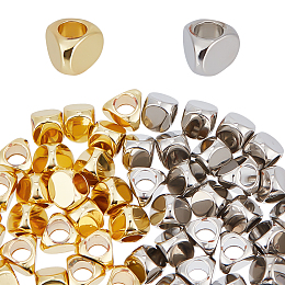 GOMAKERER 60Pcs 2 Colors Brass Spacer Beads, Triangle, Platinum & Golden, 5x5.5x4mm, Hole: 2.5mm, 30pcs/color
