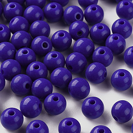 Honeyhandy Opaque Acrylic Beads, Round, Dark Slate Blue, 8x7mm, Hole: 2mm, about 1745pcs/500g