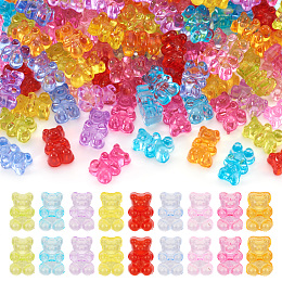 Honeyhandy Pandahall 200Pcs Transparent Acrylic Beads, Bear, Mixed Color, 12x8x6mm, Hole: 1.6mm