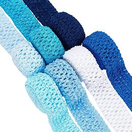 BENECREAT 15 Yards 1.5 inch Wide Elastic Crochet Headband Blue Color Ribbon Crochet Stretch Trim for Hair Accessories, Tutus Dresses and Gift Wrapping, 2.18 Yards/Roll