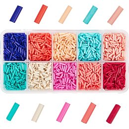 PandaHall Elite 5500 pcs 10 Colors 6mm Beading Glass Bugle Seed Beads Tube Beads Small Long Craft Beads for Earrings Bracelets Necklaces Jewelry DIY Craft Making