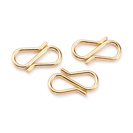 Honeyhandy 304 Stainless Steel S-Hook Clasps, Real 18K Gold Plated, 13x7x1mm