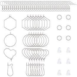 UNICRAFTALE about 760Pcs 4 Styles Hypoallergenic Hollow Hoop Earrings Iron Earring Hooks with Hoop Earring Findings,Closed but Not Soldered Jump Rings and Ear Nuts Earring Making kits for DIY Earrings