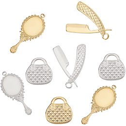 UNICRAFTALE 12pcs 6 Styles 2 Colors Stainless Steel Pendants Handbag/Comb/Mirror Pattern Pendants About 15.5/25/32.5mm Long Hypoallergenic Charms for Bracelets Necklaces Jewelry Making Supplies