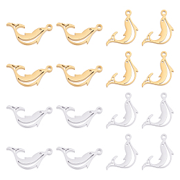 UNICRAFTALE 20pcs 2 Colors Dolphin Charms 304 Stainless Steel Laser Cut Pendants Hypoallergenic Ocean Animal Charms for Making Jewellery