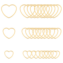 Unicraftale 30Pcs 3 Style 304 Stainless Steel Linking Rings, Heart, Golden, 10.5~18x12~19.5x1mm, 10pcs/style
