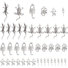 PandaHall Elite 60pcs 6 Style Snake Lizard Charms, Punk Style Charms Animal Scorpion Lucky Pendants Alloy Tibetan Pendants for Jewelry Making DIY Crafts Halloween Decoration