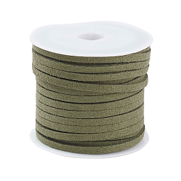 Honeyhandy Faux Suede Cord, Faux Suede Lace, Dark Olive Green, 3x1.5mm, about 5.46 yards(5m)/roll