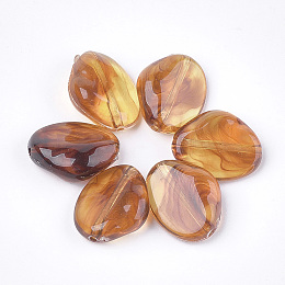 Honeyhandy Acrylic Beads, Imitation Gemstone Style, Nuggets, Sandy Brown, 17x13.5x6mm, Hole: 1.4mm