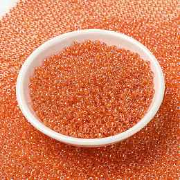 MIYUKI Round Rocailles Beads, Japanese Seed Beads, 8/0, (RR236) Orange Lined Crystal, 3mm, Hole: 1.1mm, about 866pcs/10g