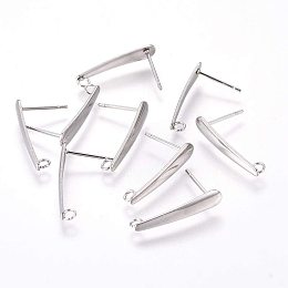 UNICRAFTALE 10pcs(5pairs) Stud Earring with Loop Stainless Steel Stud Earring Components 0.9mm Pin Earring Stud Components Earring Posts for Earring Findings Making 20x4mm, Hole 1.8mm