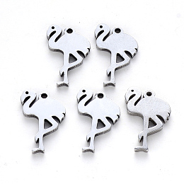 Honeyhandy 304 Stainless Steel Pendants, Laser Cut, Flamingos Shape, Stainless Steel Color, 15.5x11x1mm, Hole: 1.2mm