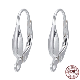 Honeyhandy Sterling Silver Leverback Hoop Earrings Findings, with Loop, Silver, 17x10x3.5mm, Hole: 1mm, Pin: 1.5mm