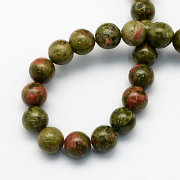 ARRICRAFT Natural Unakite Round Beads Strands, 6.5mm, Hole: 1mm, about 63pcs/strand, 15.5 inches